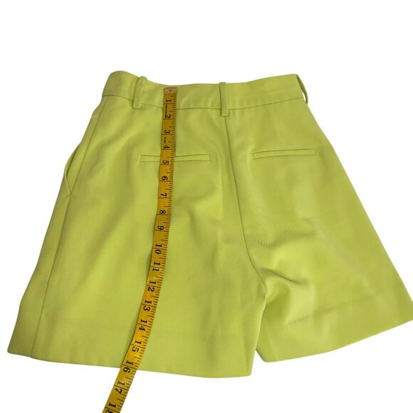 Derek Lam 10 Crosby Neon Chartreuse Pleated Shorts NWT | Size 00 - Picture 6 of 7